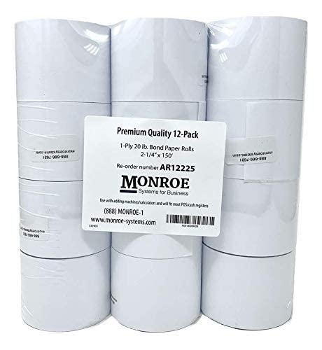 Monroe Systems for Business Single Ply Bond Paper Rolls, Top of the Line, 20 lb.