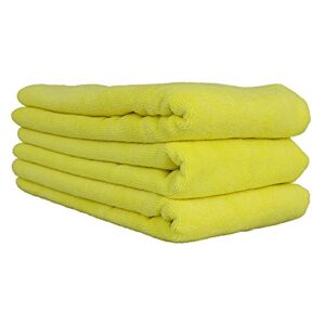 chemical guys mic36503 workhorse xl yellow professional grade microfiber towel (safe for car wash, home cleaning & pet drying cloths) 24" x 16", pack of 3