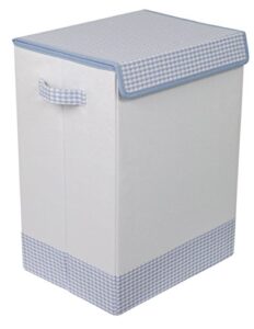 birdrock home baby clothes hamper with lid - folding cloth hamper with handles - dirty clothes sorter bin - easy storage - collapsible - blue and white