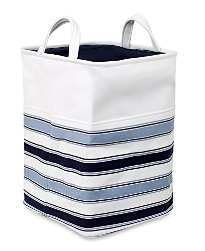 BirdRock Home Canvas Laundry Hamper with Handles - Blue Stripes - Transport Easily - Dirty Clothes Storage - Bendable and Foldable - Rectangle Laundry Bag