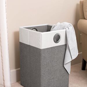 BIRDROCK HOME Folding Cloth Laundry Hamper with Handles - Dirty Clothes Sorter Basket - Easy Storage - Collapsible - Home Organization - Grey and White