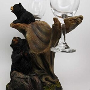 Gifts & Decor 10" Tall Climbing Black Bear Liquor Wine Glasses and Bottle Valet Holder Decorative Figurine