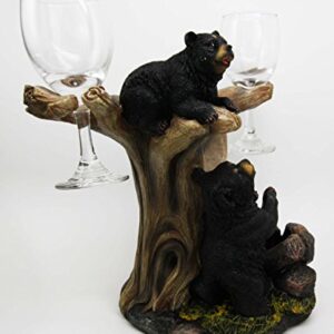 Gifts & Decor 10" Tall Climbing Black Bear Liquor Wine Glasses and Bottle Valet Holder Decorative Figurine