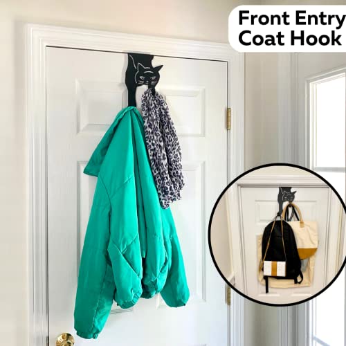 Evelots Cat Over The Door Hooks for Hanging-Black-Over The Door Organizer-Strong Metal Hooks