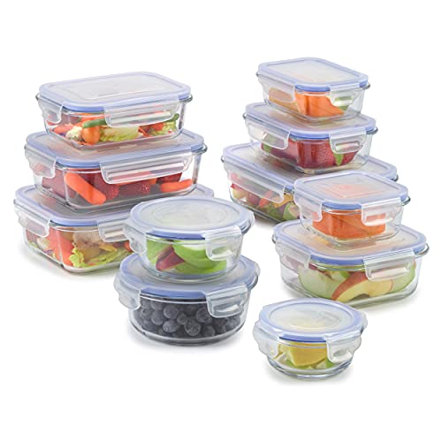 1790 Glass Food Storage Containers with Lids - 9 Pack - Glass Meal Prep Containers, Airtight Glass Lunch Boxes, Approved & Leak Proof Heat Resistant Up to 550℉ (18 Total Pieces)