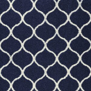 Maples Rugs Rebecca Contemporary Kitchen Rugs Non Skid Accent Area Carpet [Made in USA], 2'6 x 3'10, Navy Blue/White