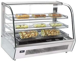 omcan 39536 34" commercial white hot food warmer glass merchandiser display case
