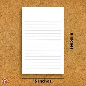 Thick White Note Cards for notes or thoughts, Printed black ruled lines Both sides - Vertical Ruled Cards "100 per pack" (5 x 8)