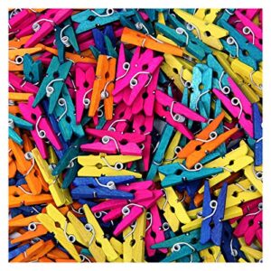 Chenille Kraft CK-367202 Bright Hues Spring Clothespins, 1.4" Height, 4" Wide, 4" Length, Mini (250 count)