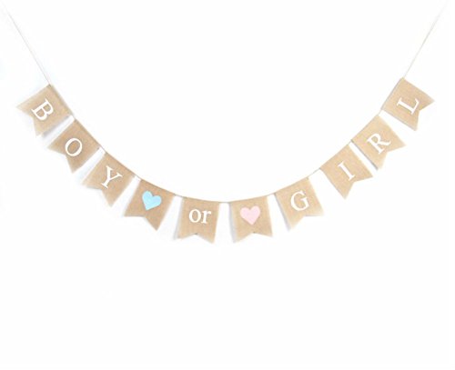 Gender Reveal Party - Baby Shower Decorations -"BOY or GIRL" Burlap Banner by Akak Store - Pregnancy Announcement