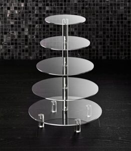 hayley cherie 5 tier round cupcake stand - extra thick 5mm base - acrylic tiered cake stand - dessert tower - weddings, graduation, birthday parties (5 tier)