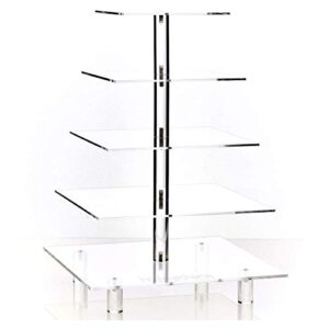 hayley cherie 5 tier square cupcake stand - extra thick 5mm base - acrylic tiered cake stand - dessert or cupcake tower
