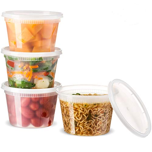 Basix [24 Count 16 Oz Combo] Disposable plastic Deli Food Storage Containers With Plastic Lids, Leakproof, Great For Meal Prep, Picnic, Take Out, traveling, Fruits, Snack, or Liquids