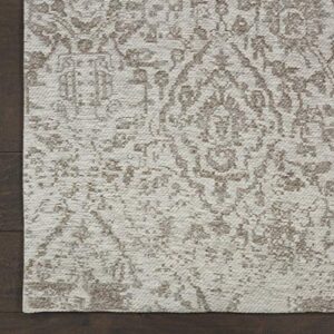 Nourison Damask Farmhouse Ivory 5' x 7' Area -Rug, Easy -Cleaning, Non Shedding, Bed Room, Living Room, Dining Room, Kitchen (5x7)