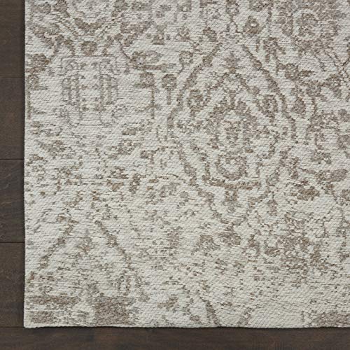 Nourison Damask Farmhouse Ivory 5' x 7' Area -Rug, Easy -Cleaning, Non Shedding, Bed Room, Living Room, Dining Room, Kitchen (5x7)