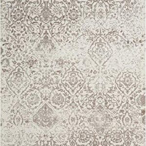 Nourison Damask Farmhouse Ivory 5' x 7' Area -Rug, Easy -Cleaning, Non Shedding, Bed Room, Living Room, Dining Room, Kitchen (5x7)