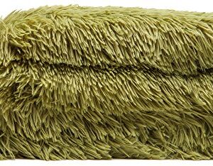 Chanasya Solid Faux Long Fur Throw Blanket - Soft, Fuzzy Throw Blanket - for Bed or Couch - 50" x 65” - Olive Green