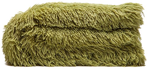 Chanasya Solid Faux Long Fur Throw Blanket - Soft, Fuzzy Throw Blanket - for Bed or Couch - 50" x 65” - Olive Green