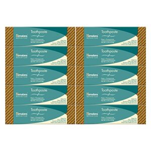 himalaya botanique neem & pomegranate toothpaste, original formula for brighter teeth and fresh breath, 0.74 oz, fluoride free, tsa approved travel size, 10 pack