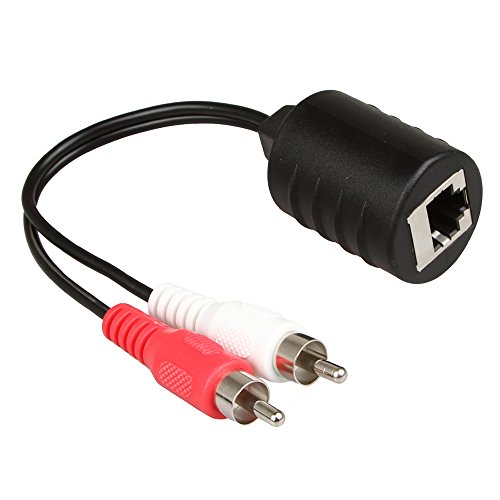 LINESO 2Pack Stereo RCA to Stereo RCA Audio Extender Over Cat5 (2X RCA to RJ45 Female)