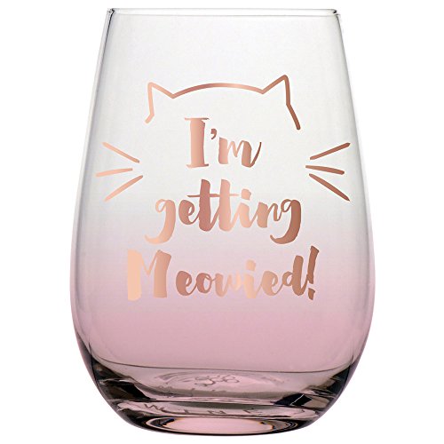 slant collections Creative Brands Stemless Wine Glass, 20-Ounce, Getting Meowied