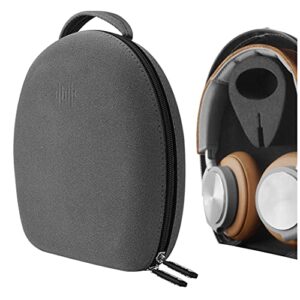 geekria shield case compatible with b&o beoplay hx, h95, h9, h9i, h8, h8i, h7, h6, h2 headphones, replacement hard shell travel carrying bag with cable storage (microfiber grey)