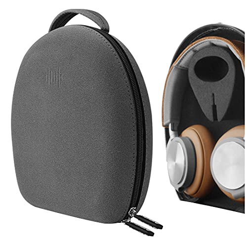 Geekria Shield Case Compatible with B&O BeoPlay HX, H95, H9, H9i, H8, H8i, H7, H6, H2 Headphones, Replacement Hard Shell Travel Carrying Bag with Cable Storage (Microfiber Grey)