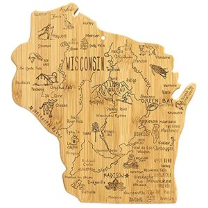 totally bamboo destination wisconsin state shaped serving and cutting board, includes hang tie for wall display