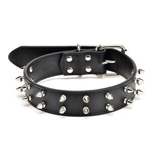 benala 20-22" large spikes leather dog collars studded dog collar medium or large pet collar adjustable