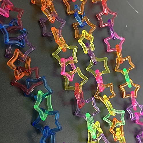 Power of Dream Star Shape Clear Color Chain Links Plastic Neon Toy Parrot Bird Kid DIY 100pcs