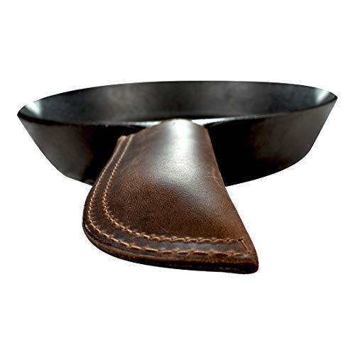 Hide & Drink, Leather Hot Handle, Panhandle Potholder, Double Layered Double Stitched, Slides On/Off Easily Onto Metal Skillet Grips, Essential Cookware Handmade Includes 101 Year Warranty :: Espresso
