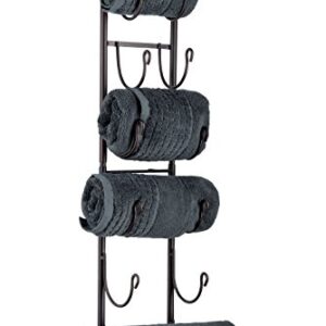 towel rack and wine rack - Bronze wall wine rack - wall mounted wine rack fits up 6 level wine bottles and many towels - fits as bathroom towel holder, or towel hanger, or a cap rack - By Sagler