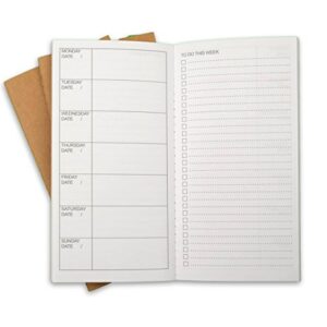 RICCO BELLO Weekly To Do Undated Calendar Travelers Journal Refill, 8.25 x 4.25 inches (Set of 3)