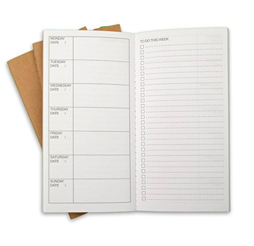 RICCO BELLO Weekly To Do Undated Calendar Travelers Journal Refill, 8.25 x 4.25 inches (Set of 3)