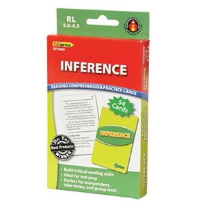 edupress ep-3400 inference practice cards, level: 5.0 to 6.5, 0.75" height, 3.79" wide, 6.5" length (52 card per package), medium