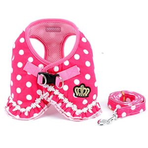 selmai brother cat dog small dog harness pink leash set ladies polka dot vest mesh padded lead for pet cat puppy girls s