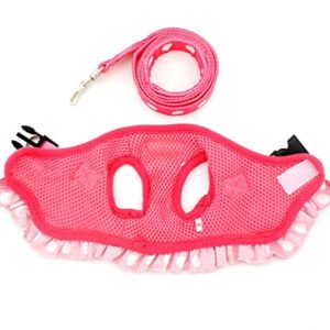 SELMAI Brother cat Dog Small Dog Harness Pink Leash Set Ladies Polka Dot Vest Mesh Padded Lead for Pet Cat Puppy Girls S