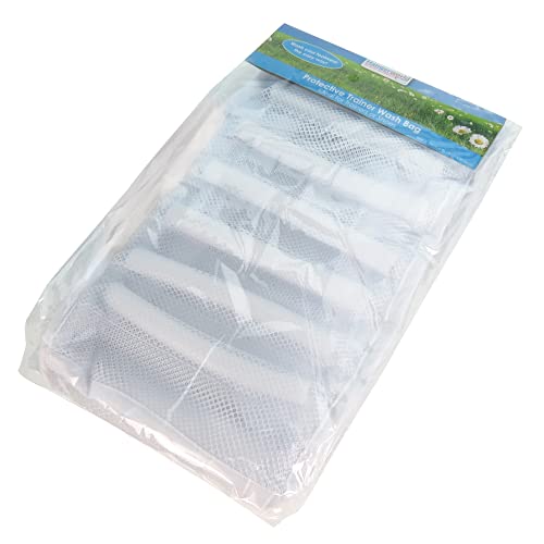 HANGERWORLD Medium Mesh Net Wash Bag - Padded to Protect Sneakers/Shoes Washing Machine Friendly - White, 3.5inch x 7.4inch