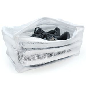 hangerworld medium mesh net wash bag - padded to protect sneakers/shoes washing machine friendly - white, 3.5inch x 7.4inch