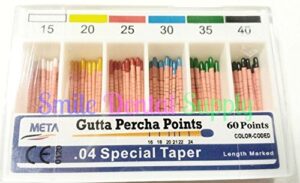 meta gutta percha points .04 special taper #15, 20, 25, 30, 35, 40 (assorted - .04 special taper, 60 points)