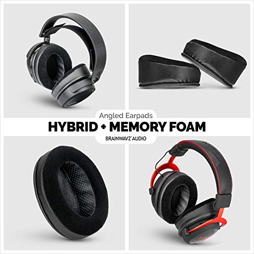 BRAINWAVZ Angled Memory Foam Earpad - Suitable for Large Over The Ear Headphones - AKG, HifiMan, ATH, Philips, Fostex (Hybrid)