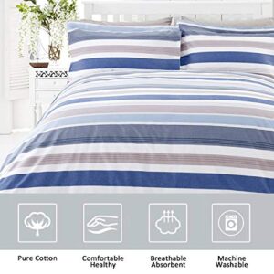 Merryfeel Cotton Duvet Cover Set,100% Cotton Yarn Dyed Striped Duvet Cover Set,3 Pieces Bedding Set -King