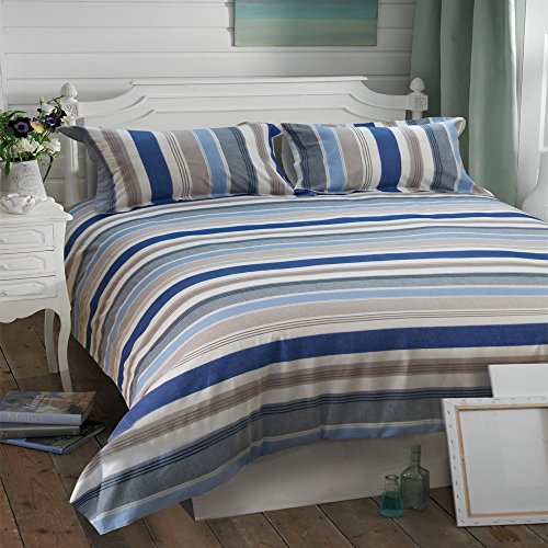 Merryfeel Cotton Duvet Cover Set,100% Cotton Yarn Dyed Striped Duvet Cover Set,3 Pieces Bedding Set -King