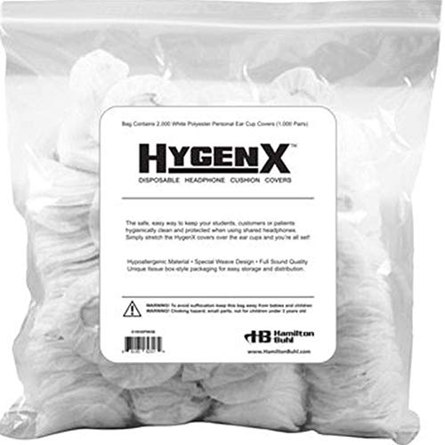 HamiltonBuhl X19HSPWHB HygenX 2.5" Sanitary Ear Cushion Covers, White for On-Ear Headphones and Headsets; Convenient, Resealable Bulk Bag with 1000 Pairs (Total of 2000 Individual Covers)