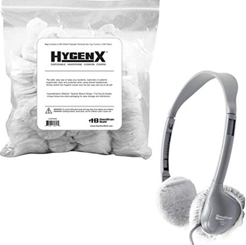 HamiltonBuhl X19HSPWHB HygenX 2.5" Sanitary Ear Cushion Covers, White for On-Ear Headphones and Headsets; Convenient, Resealable Bulk Bag with 1000 Pairs (Total of 2000 Individual Covers)