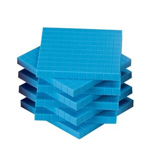 hand2mind blue plastic base ten blocks flats set, place value blocks, counting cubes for kids math, base ten blocks classroom set, math blocks kindergarten, base 10 math manipulatives (set of 10)