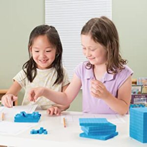 hand2mind Blue Plastic Base Ten Blocks Flats Set, Place Value Blocks, Counting Cubes for Kids Math, Base Ten Blocks Classroom Set, Math Blocks Kindergarten, Base 10 Math Manipulatives (Set of 10)