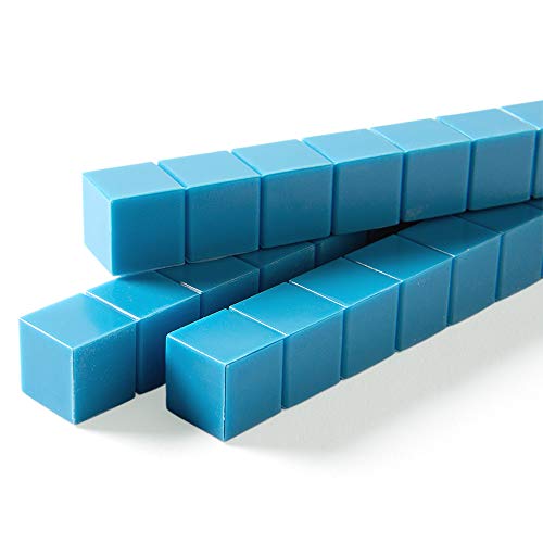 hand2mind Blue Plastic Base Ten Blocks Rods Set, Place Value Blocks, Counting Cubes for Kids Math, Base Ten Blocks Classroom Set, Math Blocks Kindergarten, Base 10 Math Manipulatives (Set of 50)