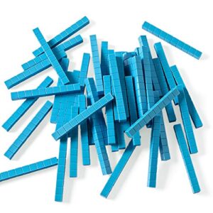 hand2mind blue plastic base ten blocks rods set, place value blocks, counting cubes for kids math, base ten blocks classroom set, math blocks kindergarten, base 10 math manipulatives (set of 50)