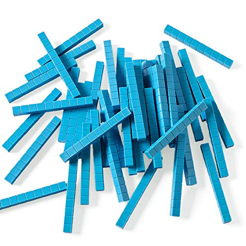 hand2mind Blue Plastic Base Ten Blocks Rods Set, Place Value Blocks, Counting Cubes for Kids Math, Base Ten Blocks Classroom Set, Math Blocks Kindergarten, Base 10 Math Manipulatives (Set of 50)